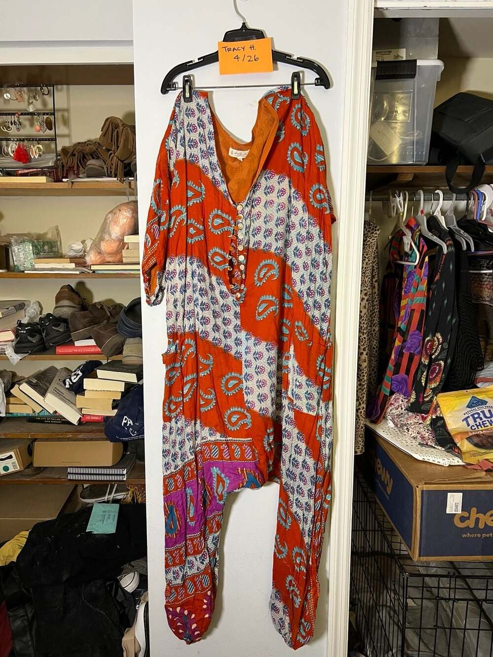 Kantha Bae Eva Jumpsuit Orange Paisley Patchwork One Size